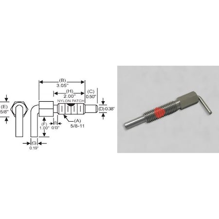 S & W Manufacturing L-Handle Lock, Nose P, 5/8-11", 2" SLNW-7